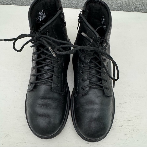Dr Martens Delaney Black Leather Lace Up Combat Boots Kids Size 3 - Picture 5 of 14
